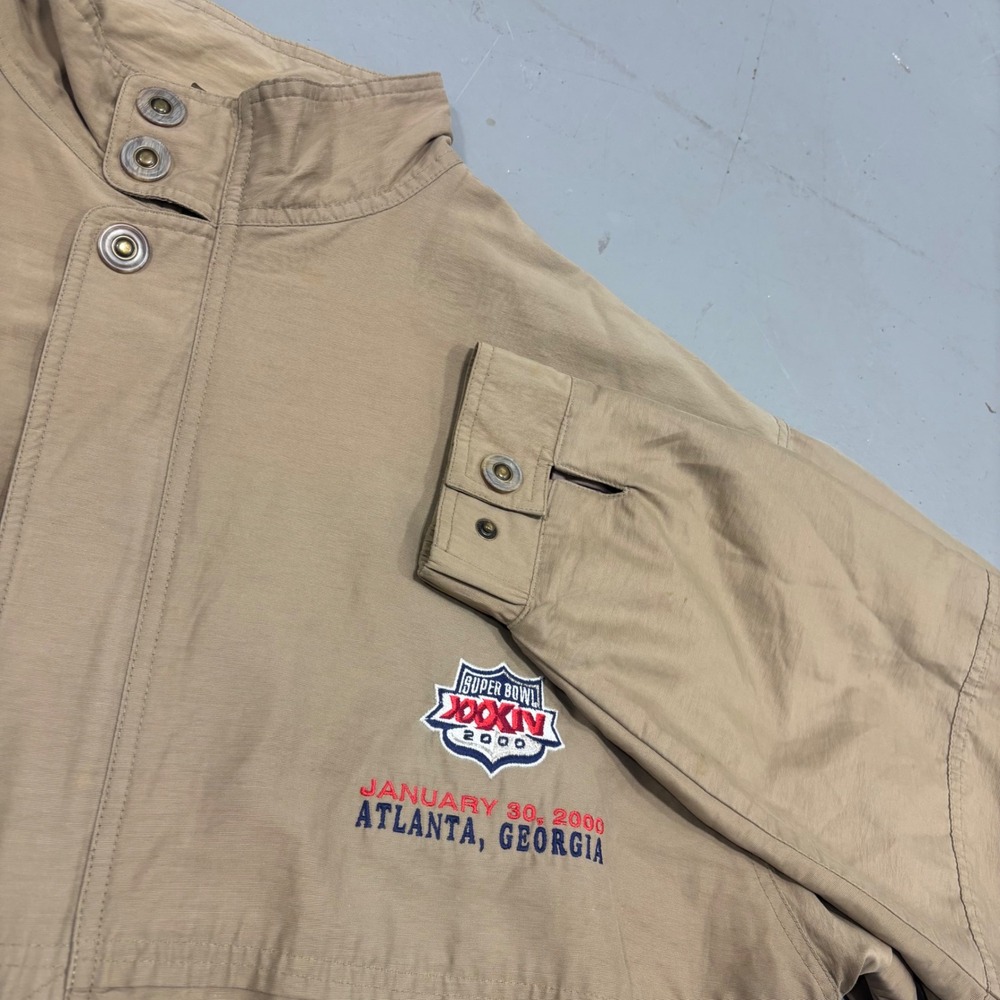 Vintage Lee Sport Super Bowl XXXIV 2000 Atlanta Jacket Tan Mens XL NFL